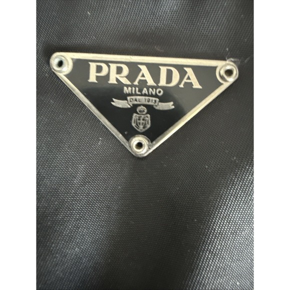 PRADA shoulder bag in black with triangular logo plate and nylon "As Is" - Picture 2 of 9